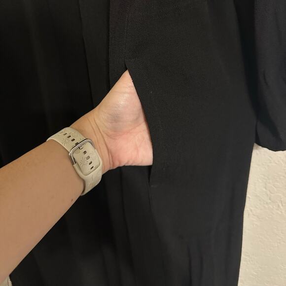 Raquel Allegra Black Peasant Dress size 0 Midi Ruffle Neck - Picture 12 of 16